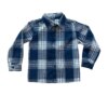 Camisa Infantil Masculina Manga Longa Xadrez Azul e Branca Fernanda Ramos Kids