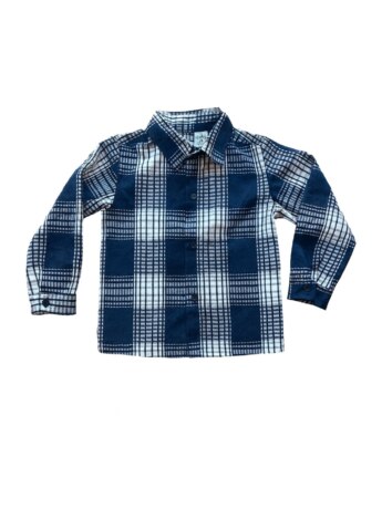 Camisa Infantil Masculina Manga Longa Xadrez Azul e Branca Fernanda Ramos Kids