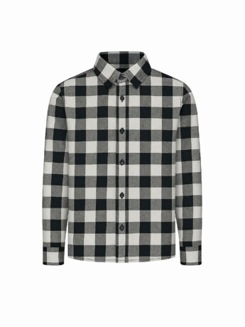 Camisa Infantil Masculina Manga Longa Xadrez Cinza Fernanda Ramos Kids