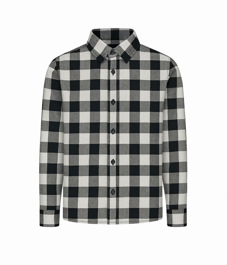 Camisa Infantil Masculina Manga Longa Xadrez Cinza Fernanda Ramos Kids