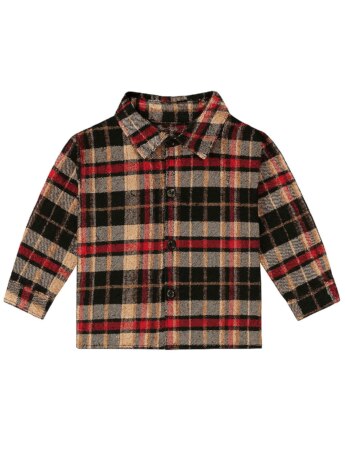 Camisa Infantil Masculina Manga Longa Xadrez Cru Fernanda Ramos Kids