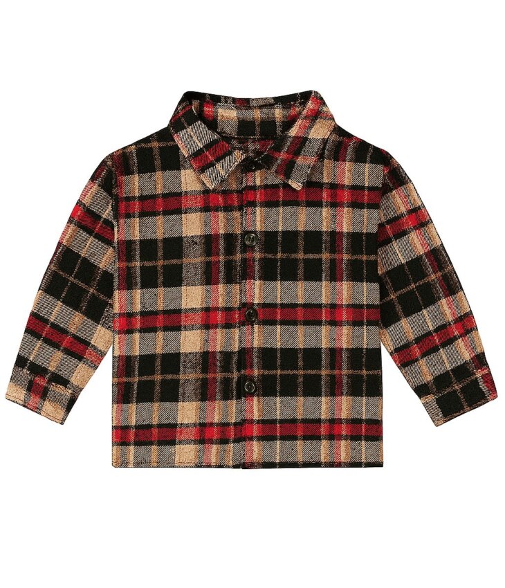 Camisa Infantil Masculina Manga Longa Xadrez Cru Fernanda Ramos Kids