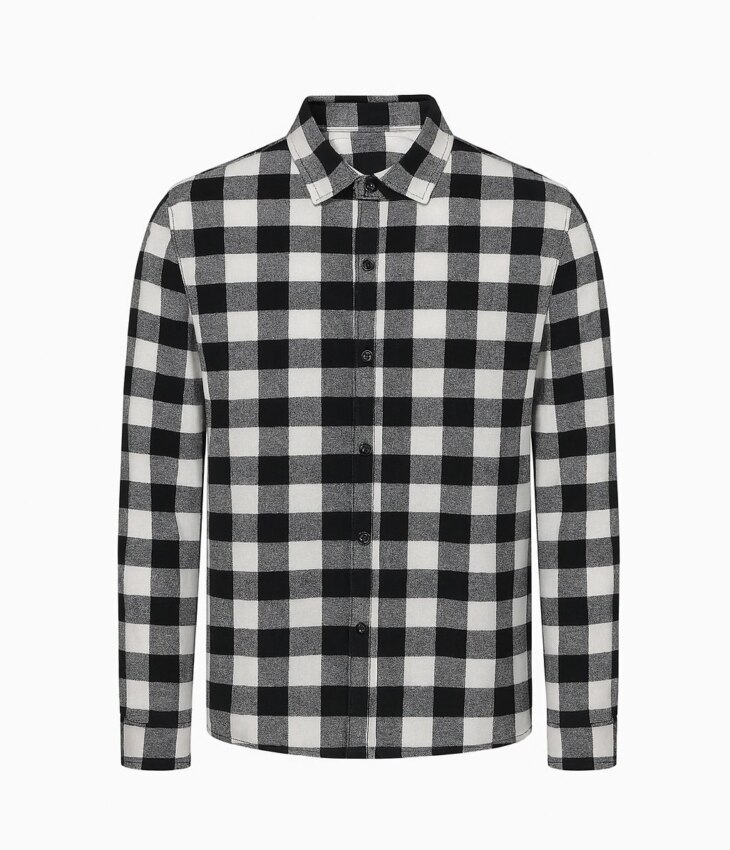 Camisa Infantil Masculina Manga Longa Xadrez Preta Fernanda Ramos Kids