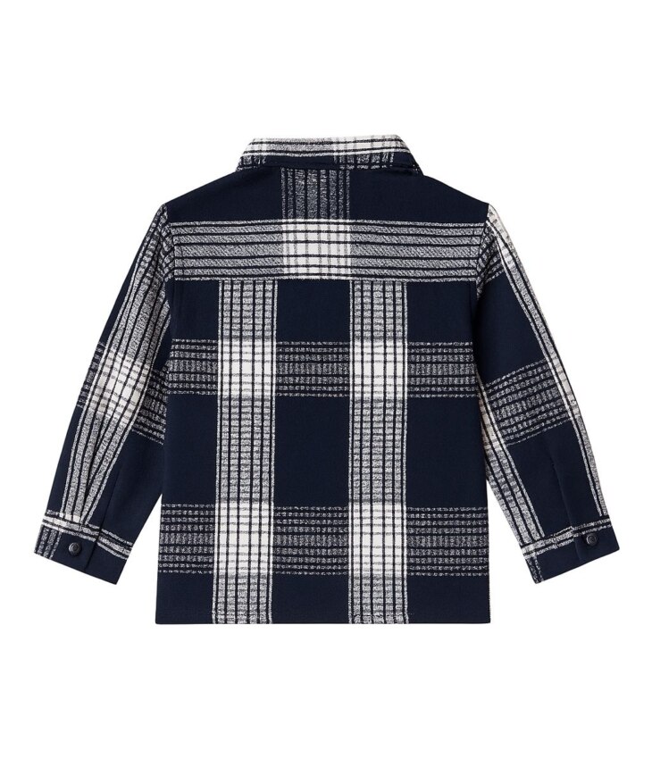 Camisa Infantil Masculina Manga Longa Xadrez Preta e Branca Fernanda Ramos Kids