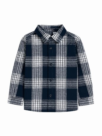 Camisa Infantil Masculina Manga Longa Xadrez Preta e Branca Fernanda Ramos Kids