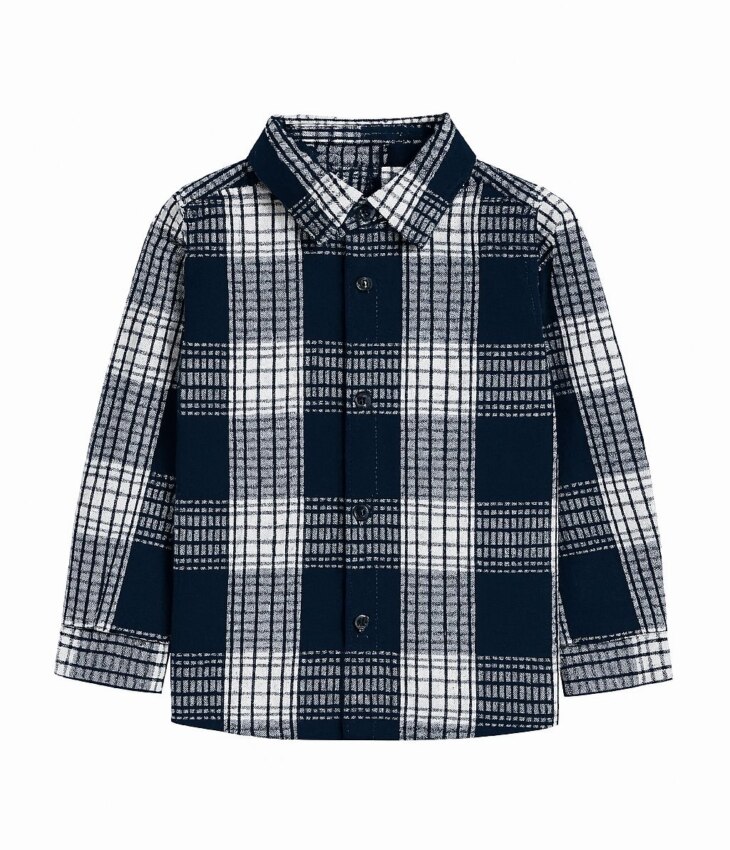 Camisa Infantil Masculina Manga Longa Xadrez Preta e Branca Fernanda Ramos Kids
