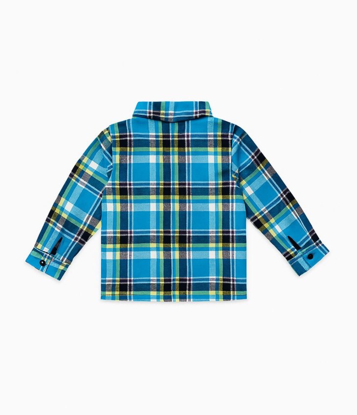 Camisa Infantil Masculina Manga Longa Xadrez Tons Azuis Fernanda Ramos Kids