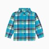 Camisa Infantil Masculina Manga Longa Xadrez Tons Azuis Fernanda Ramos Kids