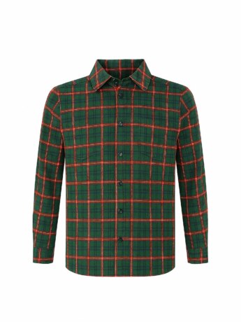 Camisa Infantil Masculina Manga Longa Xadrez Verde com Detalhes Fernanda Ramos Kids