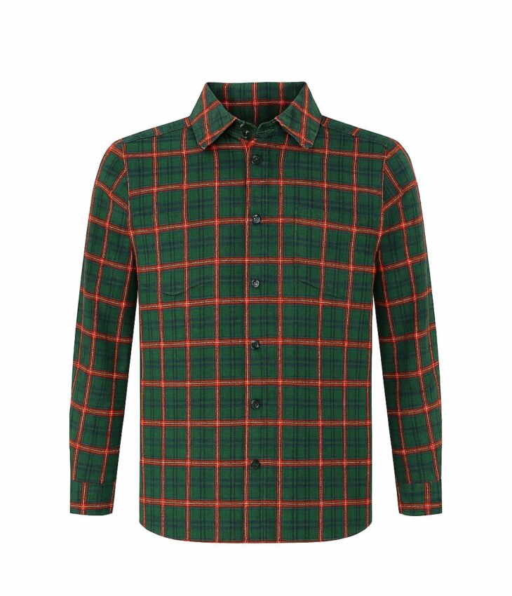 Camisa Infantil Masculina Manga Longa Xadrez Verde com Detalhes Fernanda Ramos Kids