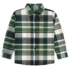 Camisa Infantil Masculina Manga Longa Xadrez Verde e Bege Fernanda Ramos Kids