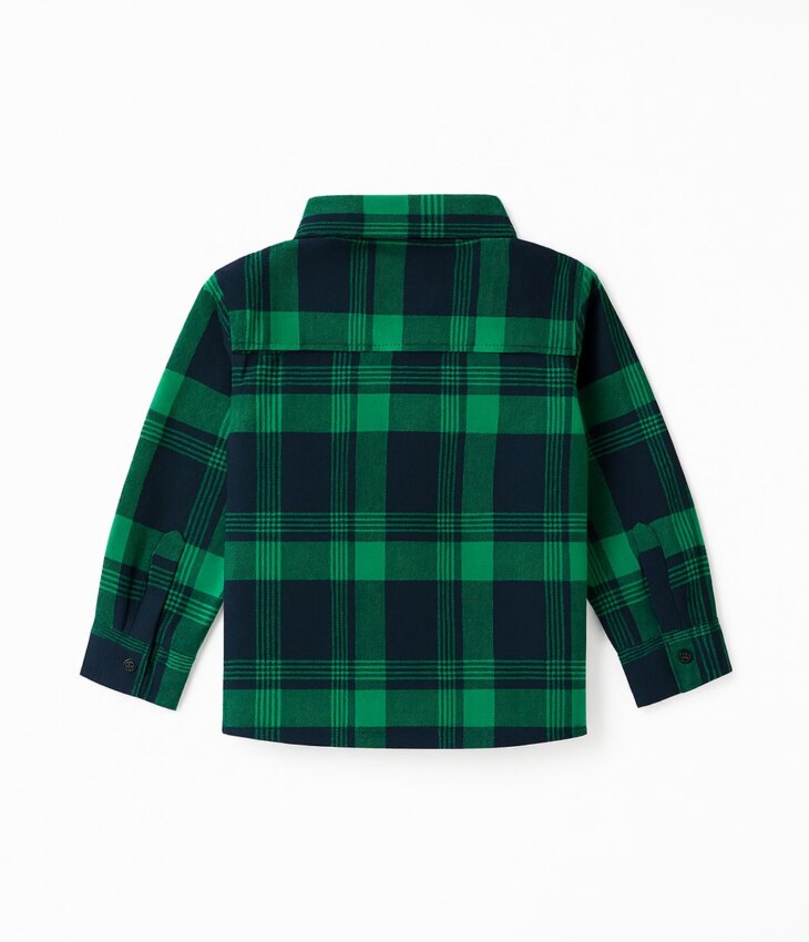 Camisa Infantil Masculina Manga Longa Xadrez Verde Menta Fernanda Ramos Kids