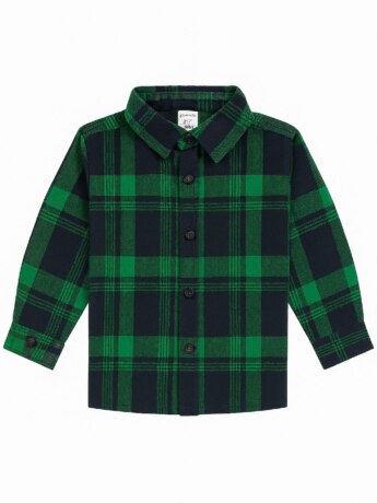 Camisa Infantil Masculina Manga Longa Xadrez Verde Menta Fernanda Ramos Kids
