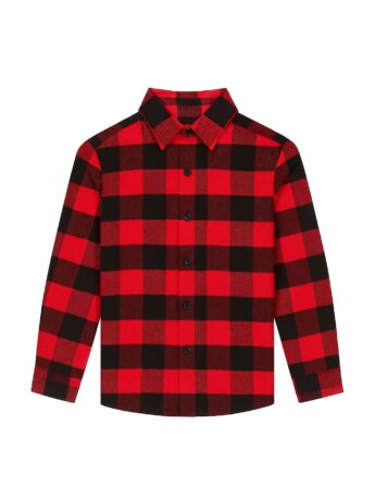 Camisa Infantil Masculina Manga Longa Xadrez Vermelha e Preta Fernanda Ramos Kids