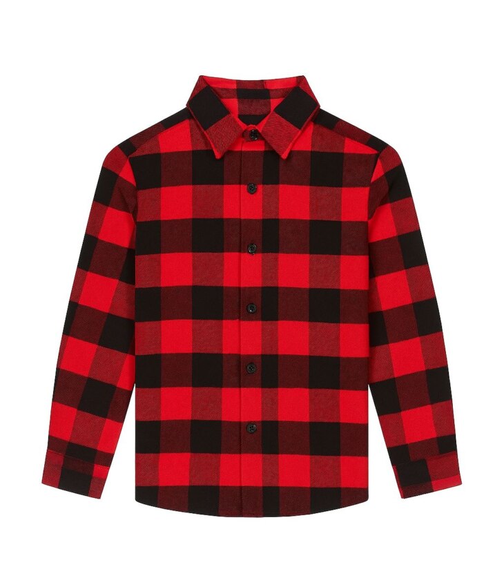 Camisa Infantil Masculina Manga Longa Xadrez Vermelha e Preta Fernanda Ramos Kids