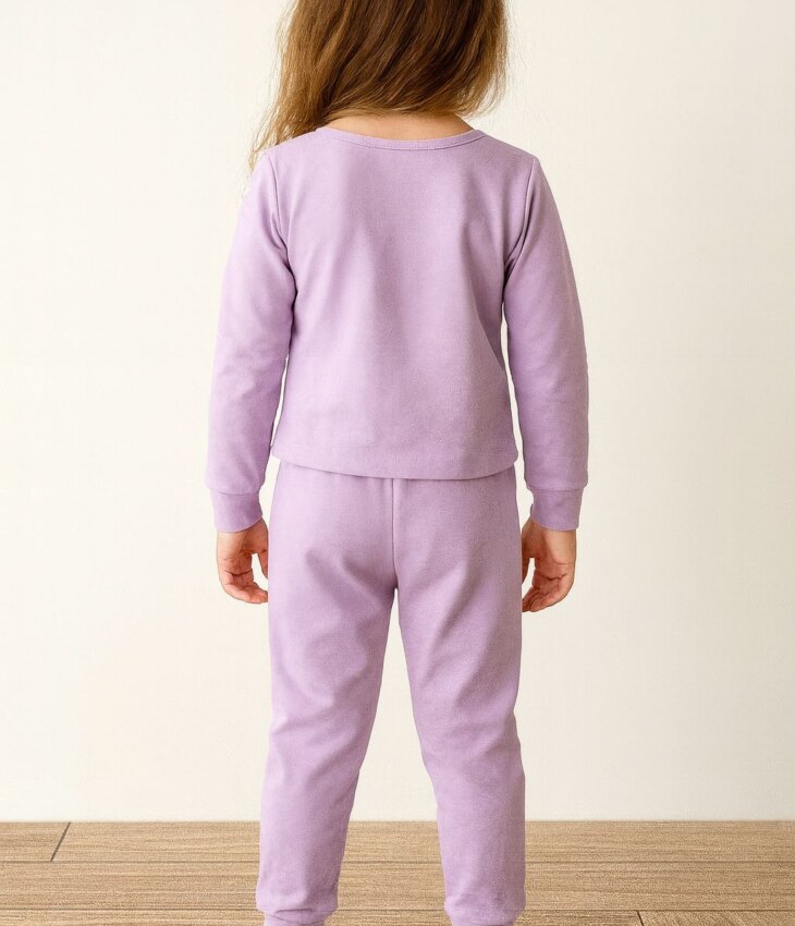 Conjunto Infantil Feminino Blusa Manga Longa e Calça Lilás Fernanda Ramos Kids