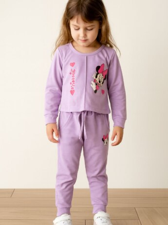 Conjunto Infantil Feminino Blusa Manga Longa e Calça Lilás Fernanda Ramos Kids