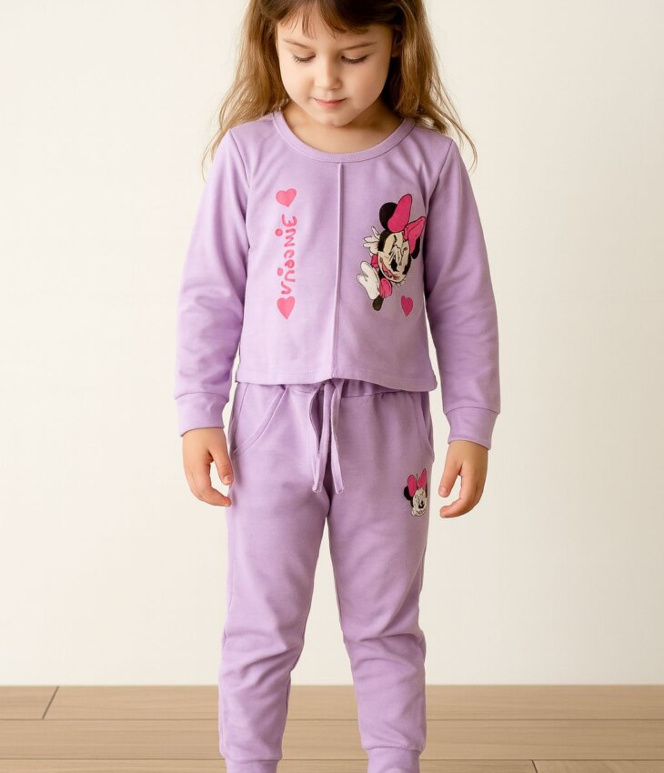 Conjunto Infantil Feminino Blusa Manga Longa e Calça Lilás Fernanda Ramos Kids