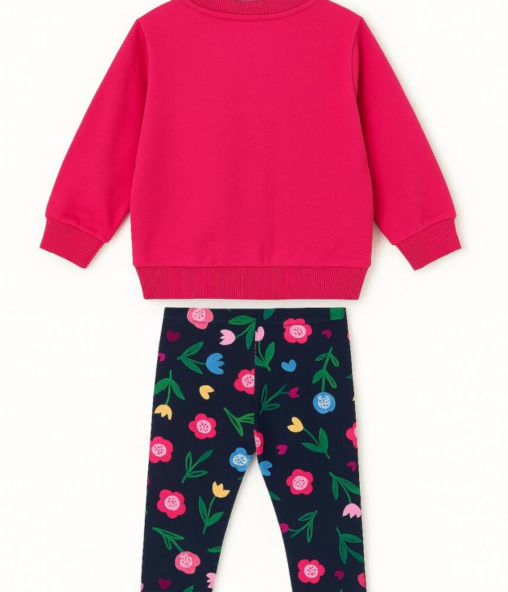 Conjunto Infantil Feminino Casaco e Legging Estampa Flores Fernanda Ramos Kids