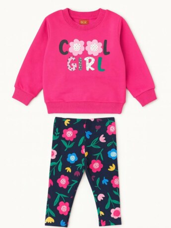 Conjunto Infantil Feminino Casaco e Legging Estampa Flores Fernanda Ramos Kids