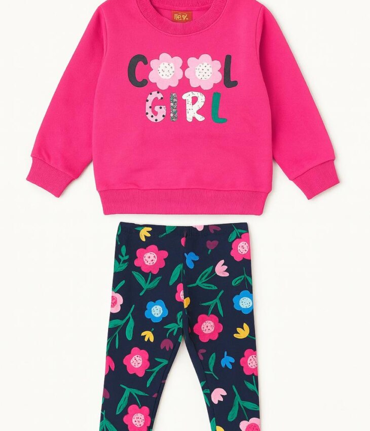 Conjunto Infantil Feminino Casaco e Legging Estampa Flores Fernanda Ramos Kids