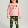 Conjunto Infantil Feminino Casaco e Legging Estampa Flores Verde Fernanda Ramos Kids