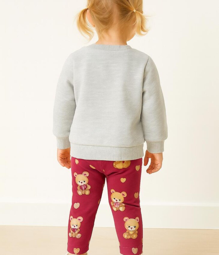 Conjunto Infantil Feminino Casaco e Legging Estampa Ursos Fernanda Ramos Kids