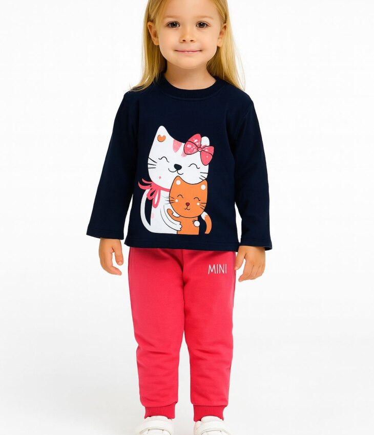 Conjunto Infantil Feminino Casaco Estampado e Calça Pink Fernanda Ramos Kids