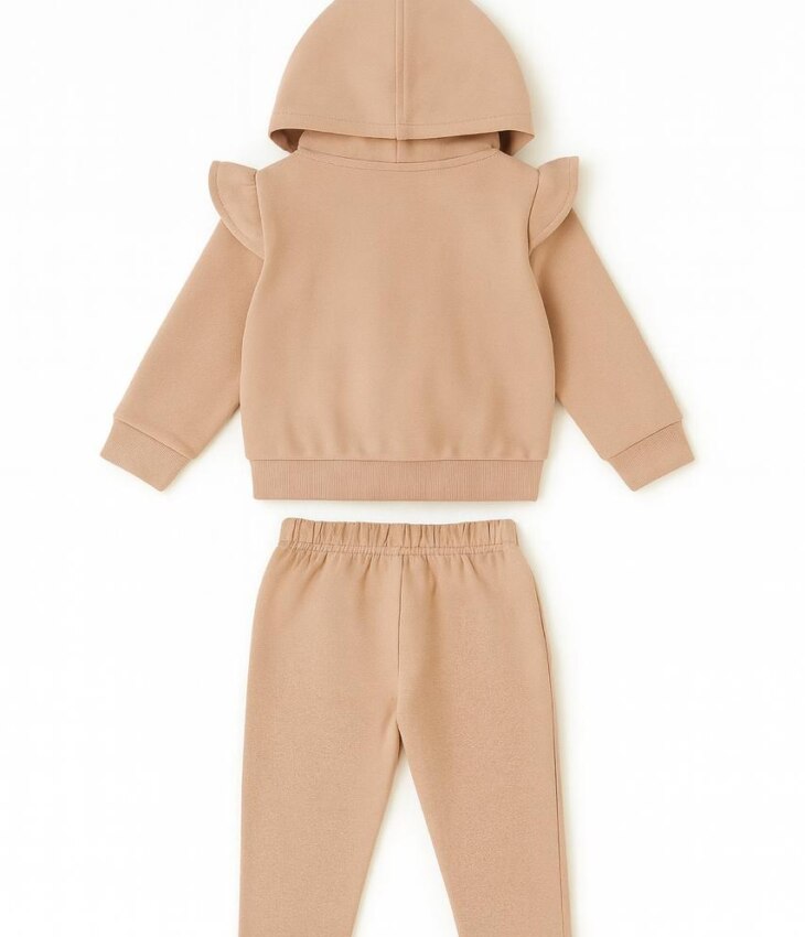 Conjunto Infantil Feminino Moletom Jaqueta Coelho e Calça Bege Fernanda Ramos Kids
