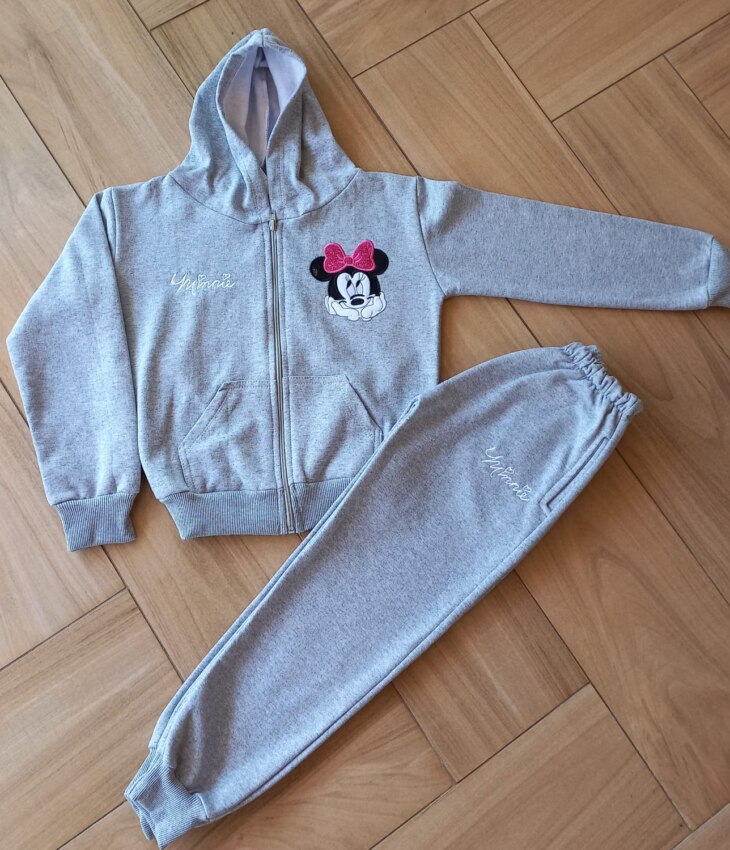 Conjunto Infantil Feminino Moletom Jaqueta com Bolso e Calça Cinza Fernanda Ramos Kids