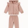 Conjunto Infantil Feminino Moletom Jaqueta Coração e Calça Rose Fernanda Ramos Kids