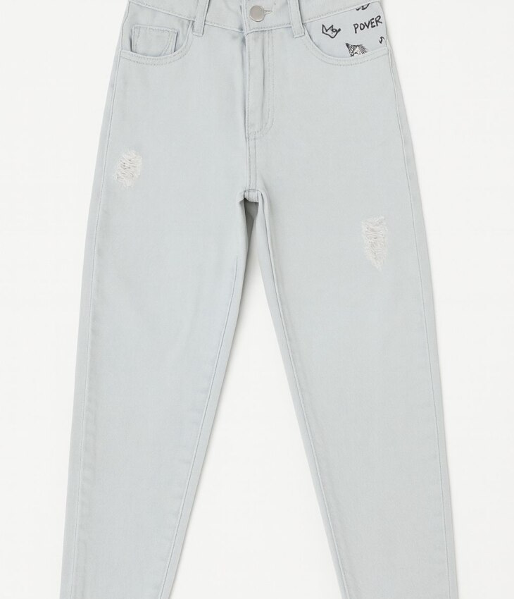 Calça Feminina Infantil Jeans Mom Clara com Detalhes Fernanda Ramos Kids