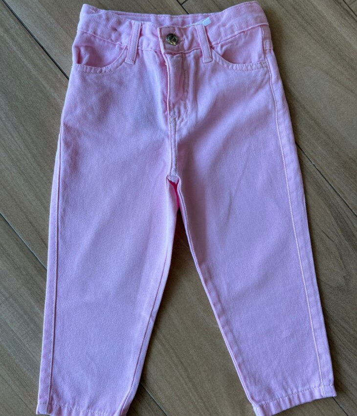 Calça Feminina Jeans Mom Rosa com Brilho Fernanda Ramos Kids