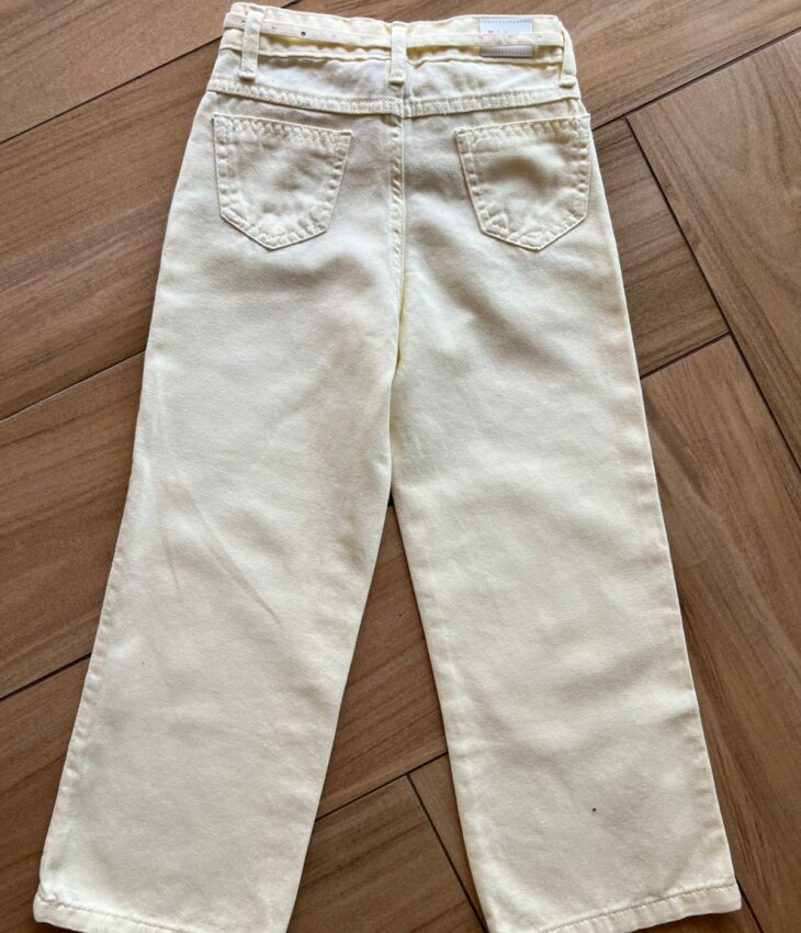 fernandaramoskids com­ br Calça Feminina Jeans Wide Leg Amarelo com Amarração1