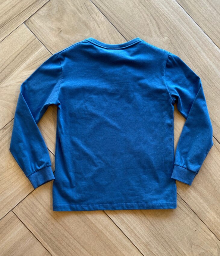 Camiseta Infantil Masculina Básica Manga Longa Azul com Bolso Fernanda Ramos Kids