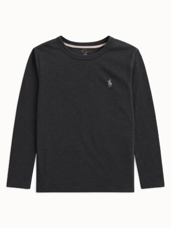 Camiseta Infantil Masculina Básica Manga Longa Cinza Fernanda Ramos Kids