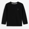 Camiseta Infantil Masculina Básica Manga Longa Preto Fernanda Ramos Kids