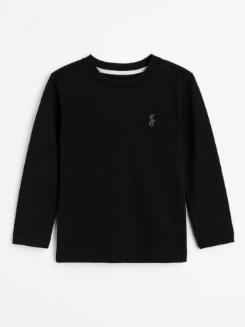 Camiseta Infantil Masculina Básica Manga Longa Preto Fernanda Ramos Kids
