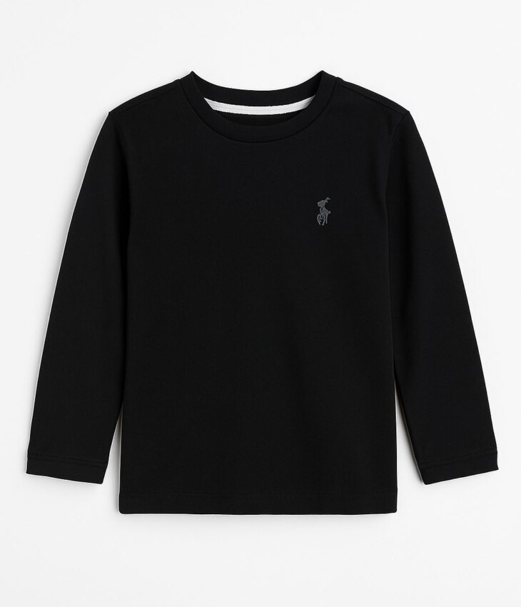 Camiseta Infantil Masculina Básica Manga Longa Preto Fernanda Ramos Kids