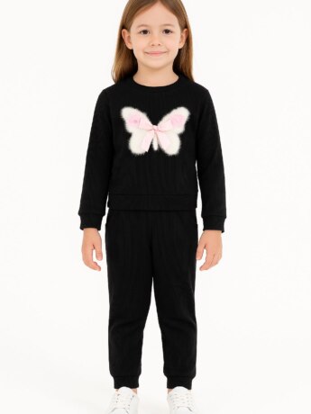 Conjunto Infantil Feminino Canelado Blusa Borboleta Manga Longa e Calça Fernanda Ramos Kids