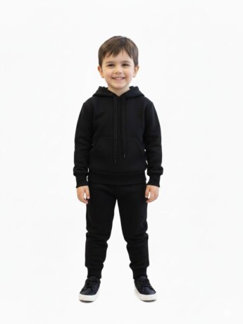 Conjunto Infantil Masculino Blusa com Bolso e Calça Preto Fernanda Ramos Kids
