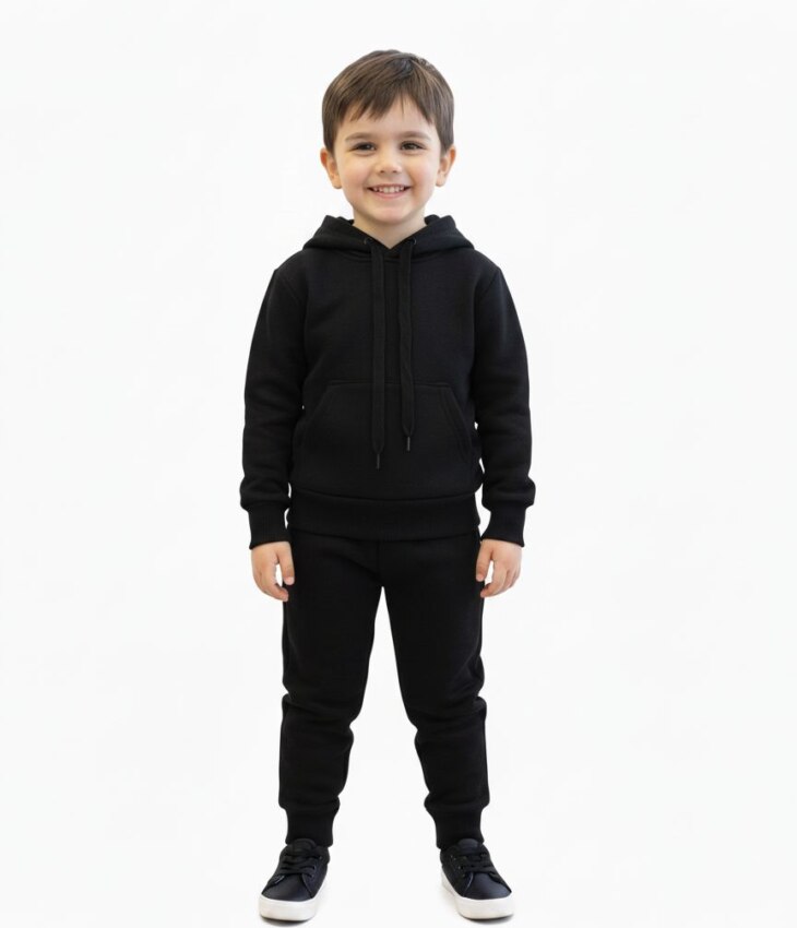 Conjunto Infantil Masculino Blusa com Bolso e Calça Preto Fernanda Ramos Kids