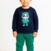 Conjunto Infantil Masculino Casaco Panda Estiloso e Calça Verde Fernanda Ramos Kids