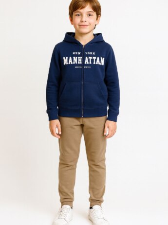 Conjunto Infantil Masculino Jaqueta e Calça Jogger Bege Fernanda Ramos Kids