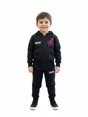 Conjunto Infantil Masculino Jaqueta e Calça Jogger Preta Fernanda Ramos Kids