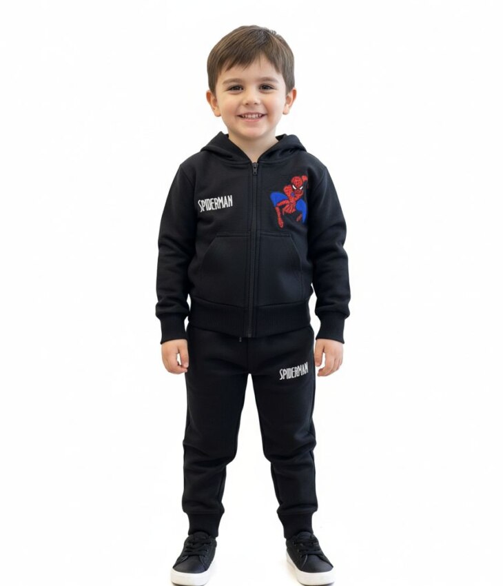 Conjunto Infantil Masculino Jaqueta e Calça Jogger Preta Fernanda Ramos Kids