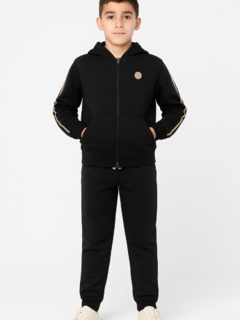 Conjunto Infantil Masculino Jaqueta e Calça Jogger Preta Fernanda Ramos Kids
