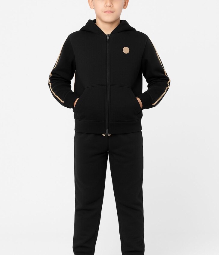 Conjunto Infantil Masculino Jaqueta e Calça Jogger Preta Fernanda Ramos Kids