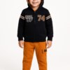 Conjunto Infantil Masculino Jaqueta Preta e Calça Jogger Laranja Fernanda Ramos Kids