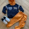 Conjunto Infantil Masculino Jaqueta Preta e Calça Jogger Laranja Fernanda Ramos Kids